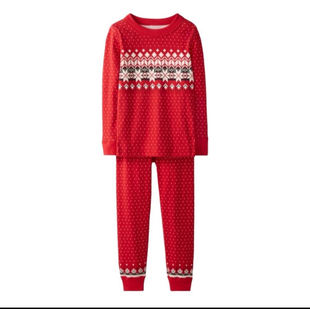 Hanna Andersson Holiday Print Long John Pajama Set Fair Isle 100